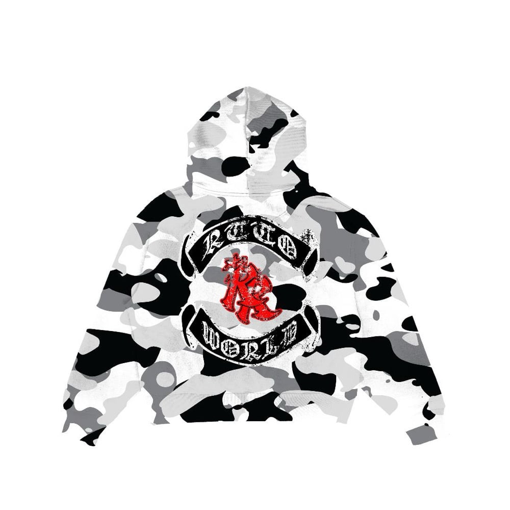 RTTO “Scroll” Logo Zip Up in Winter Camo