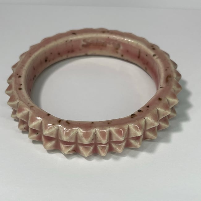 Speckled Pale Pink Studded Bracelet - 7.50 in Inner Diameter