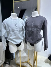 Image 2 of YSL Embroidered Crewneck Ash Grey/Grey