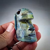 Image 4 of Moai Pendant in Green Amber Purple