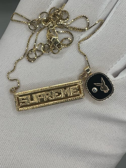 Image of 9K Vintage Diamond Playboy Onyx Charm Pendant (Custom) 
