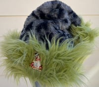 Gray Leopard/Grinch Green Santa Hat