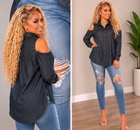 Image 5 of New Large D& Co Open Shoulder Denim Top #1252*10