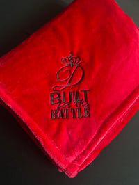 Image 1 of D logo & BUILT for the BATTLE Embroidered Blankets 50x60”  *(Allow 1-2 weeks to make + ship)