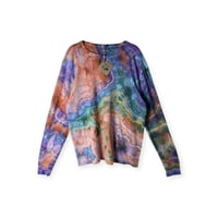 Image 1 of L Unisex Adult Waffle Long Sleeve Shirt in Earthy Rainbow Geode Ice Dye