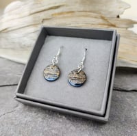 Image 2 of Tiny blue bronze ripple earrings