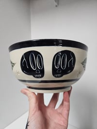 Image 2 of Large noodle bowl - Trad flowers & skulls