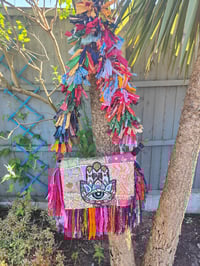 Image 1 of FRILL body cross Sari bag with ruffle large detachable strap