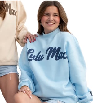 Image of Lulu Mac Script Mock Neck Sweatshirts PIck Your Color 