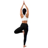 Image 4 of BOSSFITTED Black and Blue Yoga Leggings