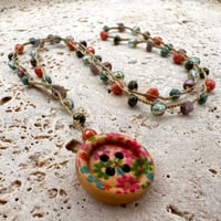 Image 1 of Boho Floral Button Necklace