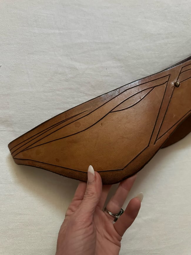 early 70s massive leather crossover hip belt 