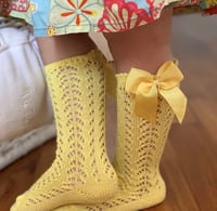 Image 2 of Knee High Openwork Bow Soxks 