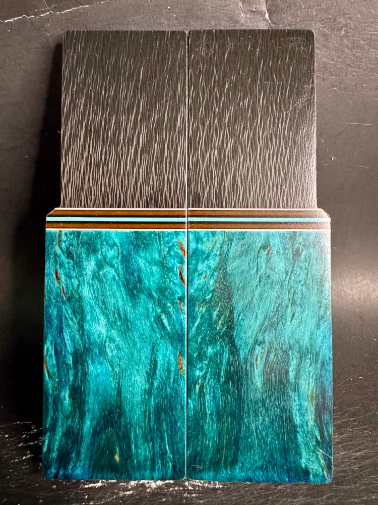 Image of Crosscut Carbon Fiber & Masur Birch Segmented Knife Scales