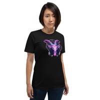 Image 7 of Pink Purple and Aquamarine Baphomet Goat Head Unisex t-shirt