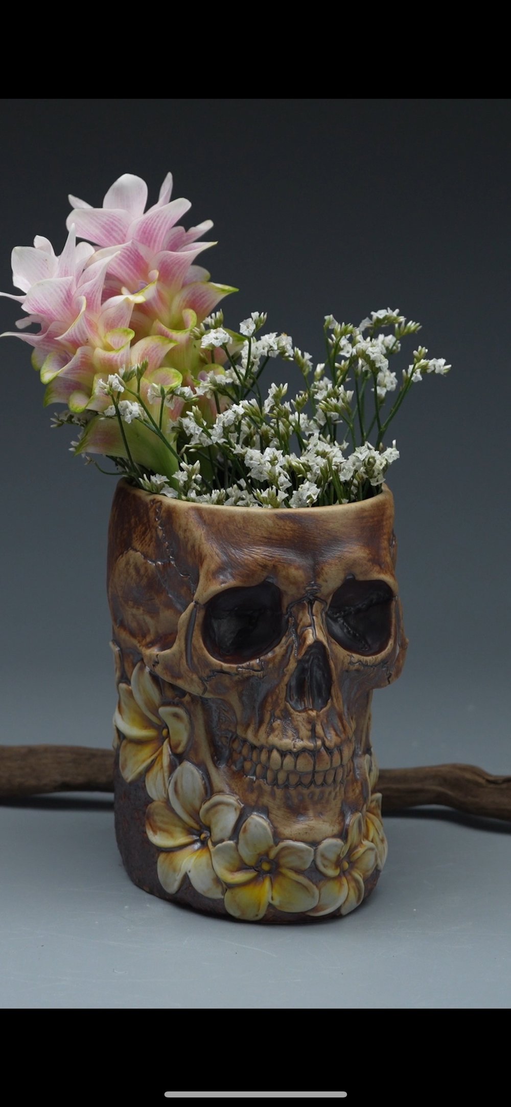 LEI'D TO REST Limited Edition 20oz Tiki Mug - Yellow Flowers from Trevor Foster Studio