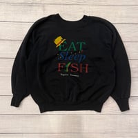Image 1 of Vintage Black Eat Sleep Fish Crewneck - L
