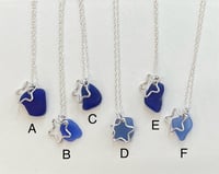 Image 2 of Beautiful Blue Sea Glass with Sterling Silver Star