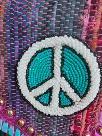 Image 6 of FRILL MINI body cross Sari bag with ruffles - detachable strap -peace sign