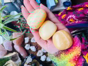 Image of Hello calcite large meditation palm stone