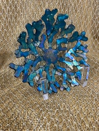 Image 4 of Coral Bowl Iridescent Blue 12”