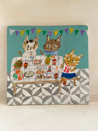 Image 1 of Original painting -Fun feline fuddle 