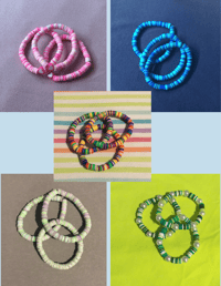 5 different types of clay beads bracelets *6 inches * 🌸