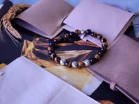 Image 4 of Yellow Tiger Eye/Sterling Silver Bracelet/Men Stretch Bracelet 