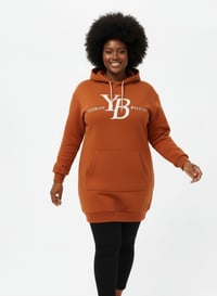 Image 2 of YB Burnt Orange Long Loose Fit Hoodie Dress