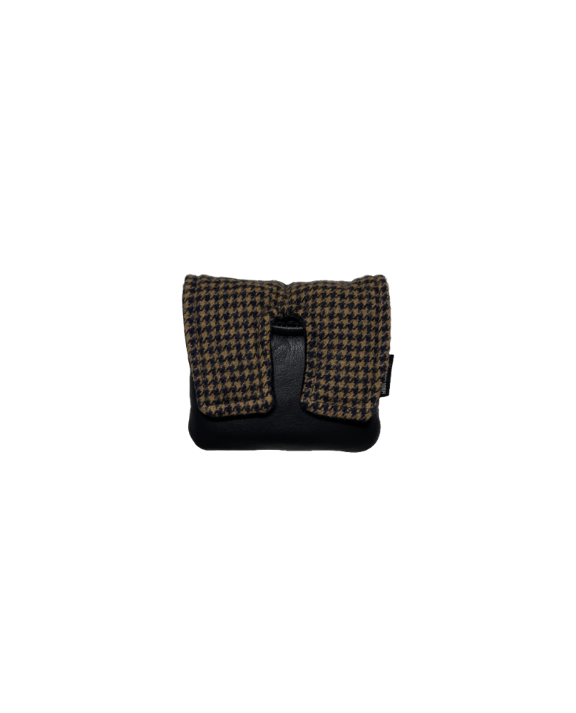 Wool Houndstooth And Black Leather Mallet Putter Cover