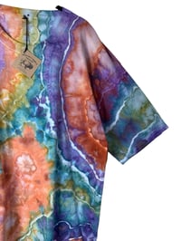 Image 5 of 3XL Adult 100% Combed Cotton T-Shirt in Earthy Rainbow Geode Ice Dye 