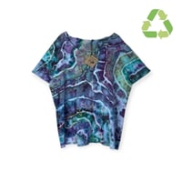 Image 1 of ♻️ UPCYCLED 3XL Ladies 100% Cotton Tee in Earthy Geode Ice Dye
