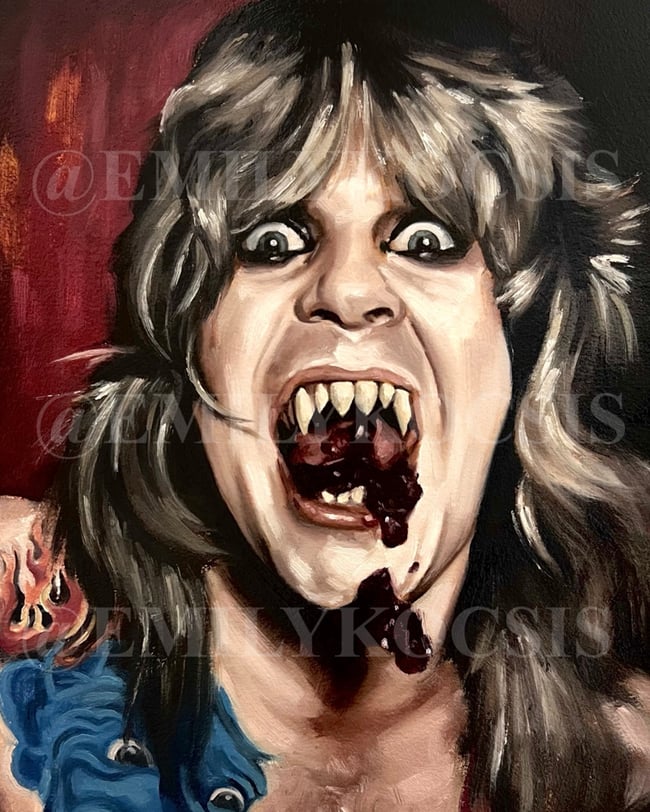 Original 12x16 Painting // Framed Original Painting Ozzy Osbourne 1980s in Oil