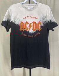 Image 4 of AC/DC two tone bleach dyed crew neck cap sleeve rocker t-shirt
