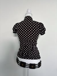 Image 3 of 00s Black polka dot top // S