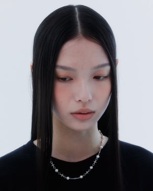 Image of LOWOOL - Plus Pearl Silver Necklace