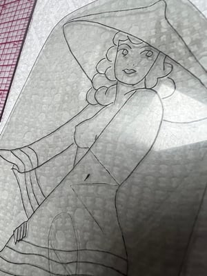 Image of Original 1950’s  “Painless Nell” Bowen Acetate Stencil 8”  “Pinup Girl” (Marked PN)