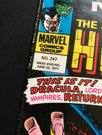 Image 3 of The Incredible Hulk and Dracula Lives, framed complete Marvel comic, No 247 June 1977