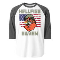 Image 4 of 3/4 sleeve raglan shirt Hellfish Flag