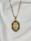 Virgin Mary Rose Garden 14K Gold Plated Necklace 