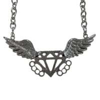 Image 3 of diamond angel necklace *black*