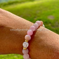 Image 2 of Rose Quartz, Pink Opal, White Quartz & Crackle Clear Quartz Bracelet