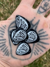 Black Pearl Trout Head Guitar Pick five pack