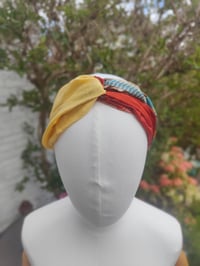 Image 1 of Boho turban Head Band- sari fabric multi mix