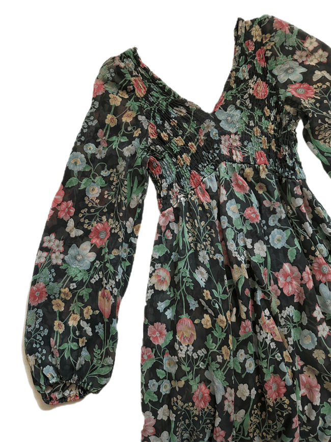 early 70s wildflower bohemian dream voile maxi dress