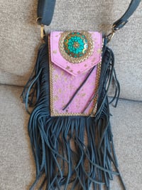 Image 1 of Fur Baby Mobile Bag purple with turquoise stone 