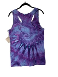 Image 9 of XL Ladies Racerback Tank in Purple Haze Spiral Ice Dye