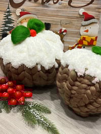 Image 1 of Chunky Knit Christmas Pudding Cushion