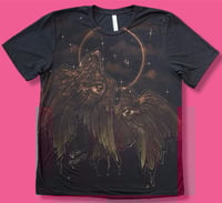 Image 1 of “TWO SWALLOWS” CUSTOM BLEACH PAINTED T-SHIRT XL