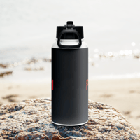 Image 18 of Stainless steel water bottle with a straw lid (Psalms 9;11 Black and Red)